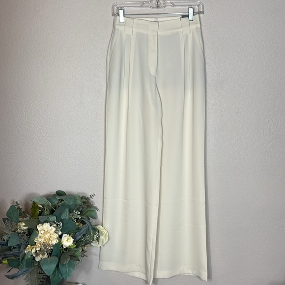 NWT Express White Wide Leg Trousers Cream Size 2R - Picture 4 of 11